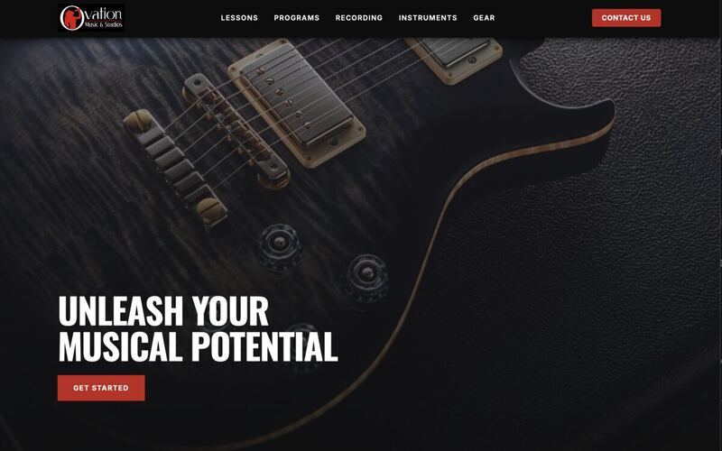 A screenshot of the Ovation Music Studios site.